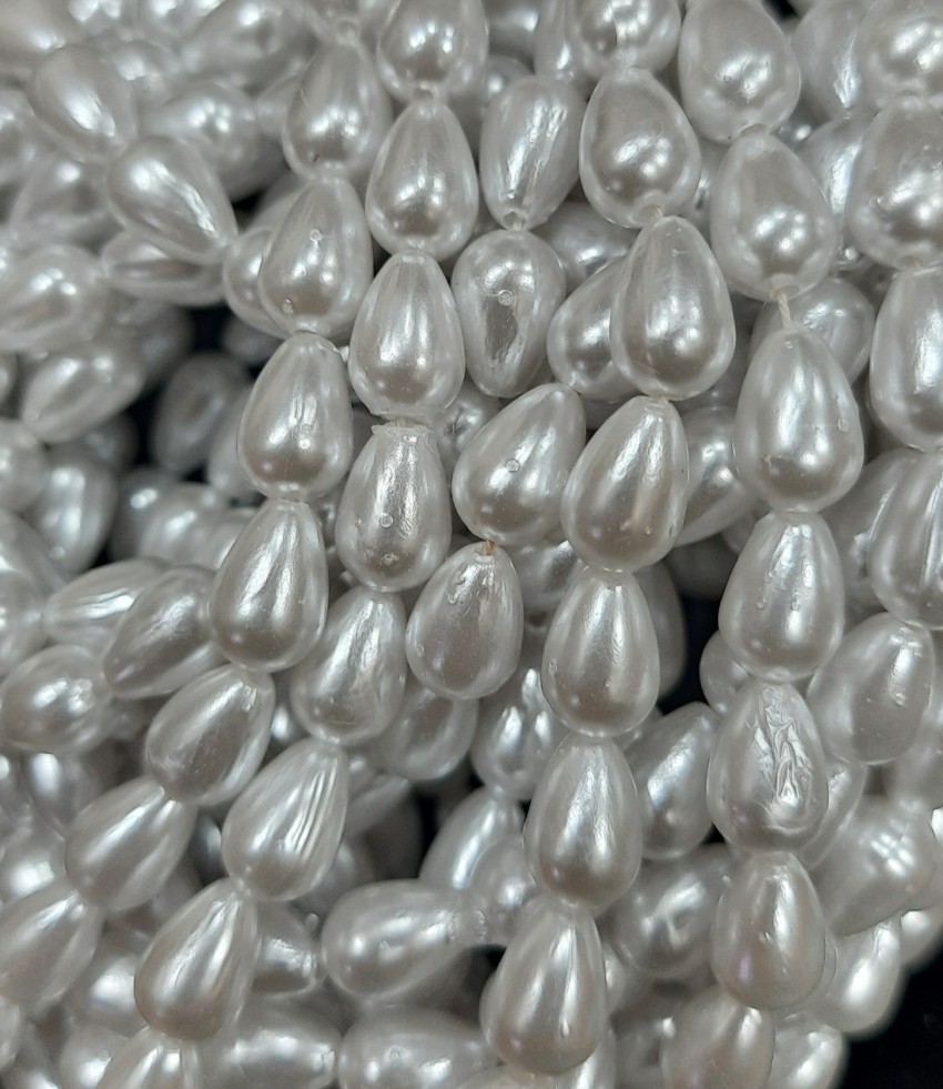 The Unique ® 10mm Drop Shape White Colour Pearl Moti Pearl Beads ...