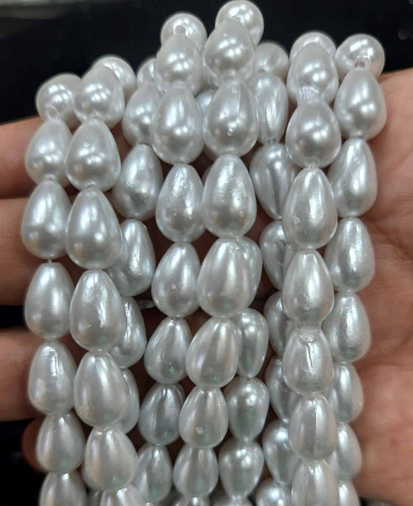 The Unique ® 10mm Drop Shape White Colour Pearl Moti Pearl Beads ...