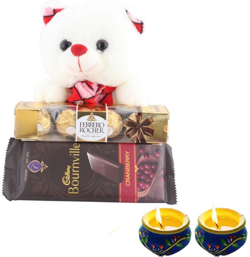 SurpriseForU Creamy Chocolate Gift With Tray And Teddy Bear, Designer Om  Rakhi Gift Combo Price in India - Buy SurpriseForU Creamy Chocolate Gift  With Tray And Teddy Bear