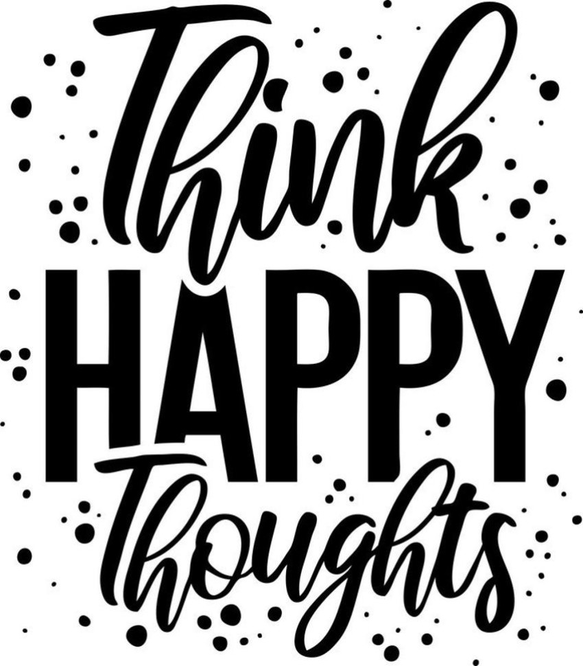 KUKU HOME DECOR 55.88 cm Think Happy Thoughts Black Quotations ...