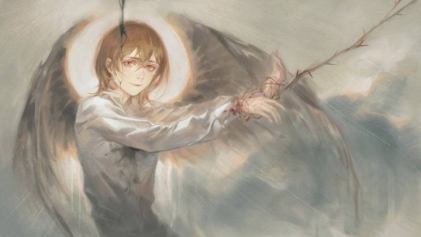 sad anime boy angel