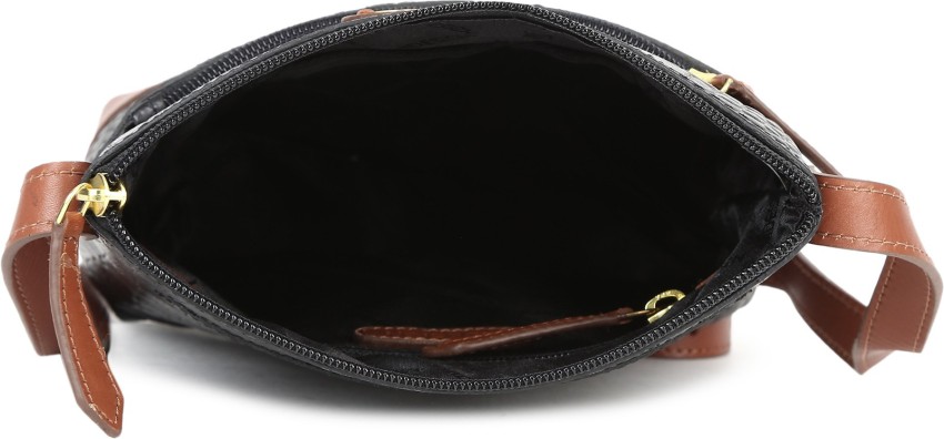 HIDESIGN Black Sling Bag SATURN 02 SB-CROCO MELBOURNE RANCH-BLACK TAN BLACK  TAN - Price in India