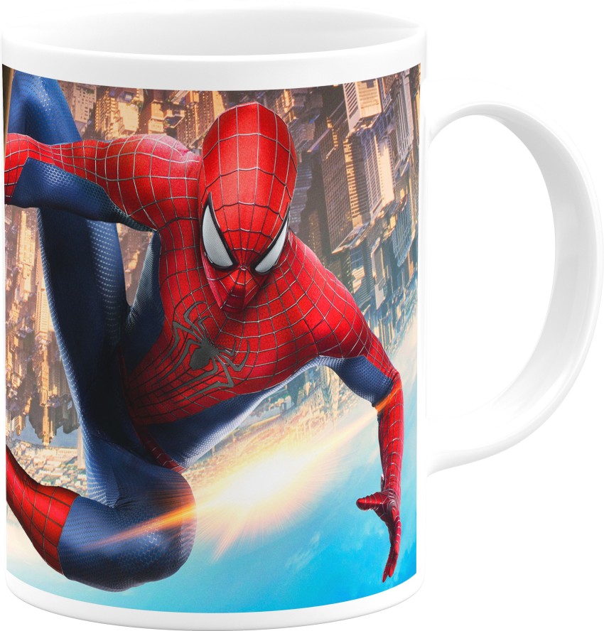 Chhaap Spiderman Mugs Gift for Kids Brother Sister Son Daughter Boys Girls  Hd Printed Microwave Safe Blue Ceramic Coffee Mug (350 ml) SPINM-12