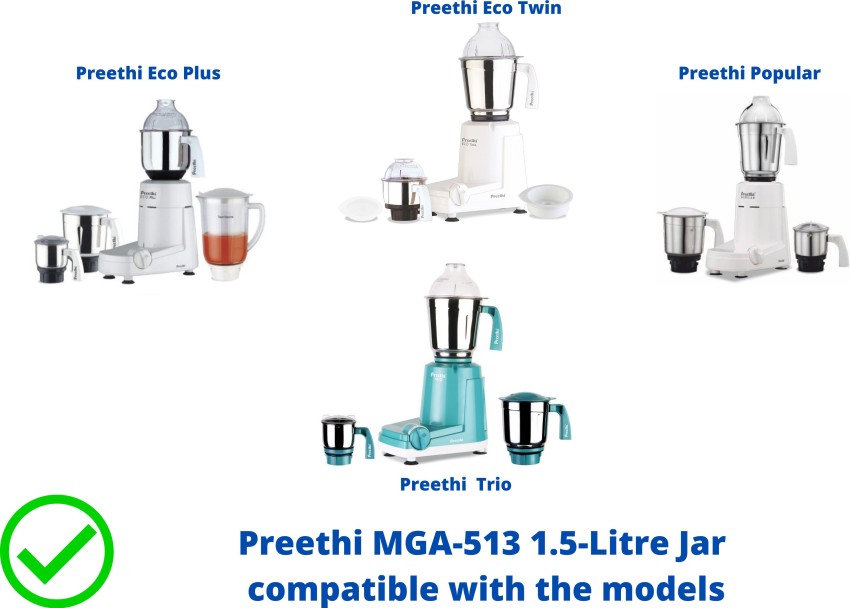 Preethi Eco Twin Stainless Steel Jar - 1.5 Liters 1.5L