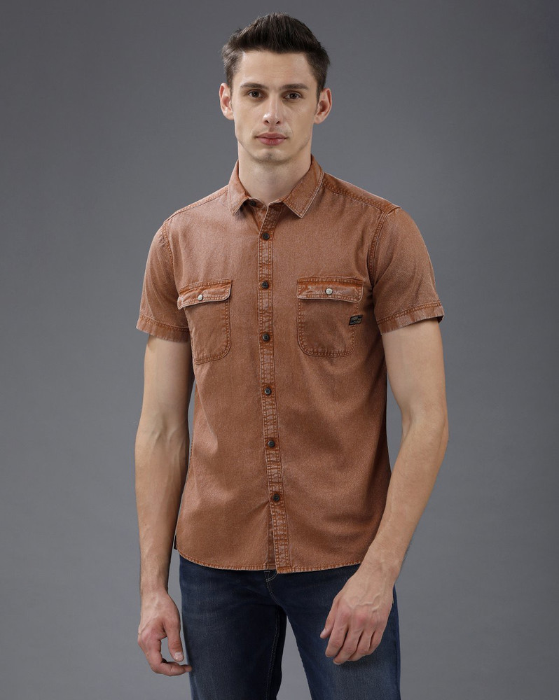 VOI JEANS Men Solid Casual Grey Shirt 