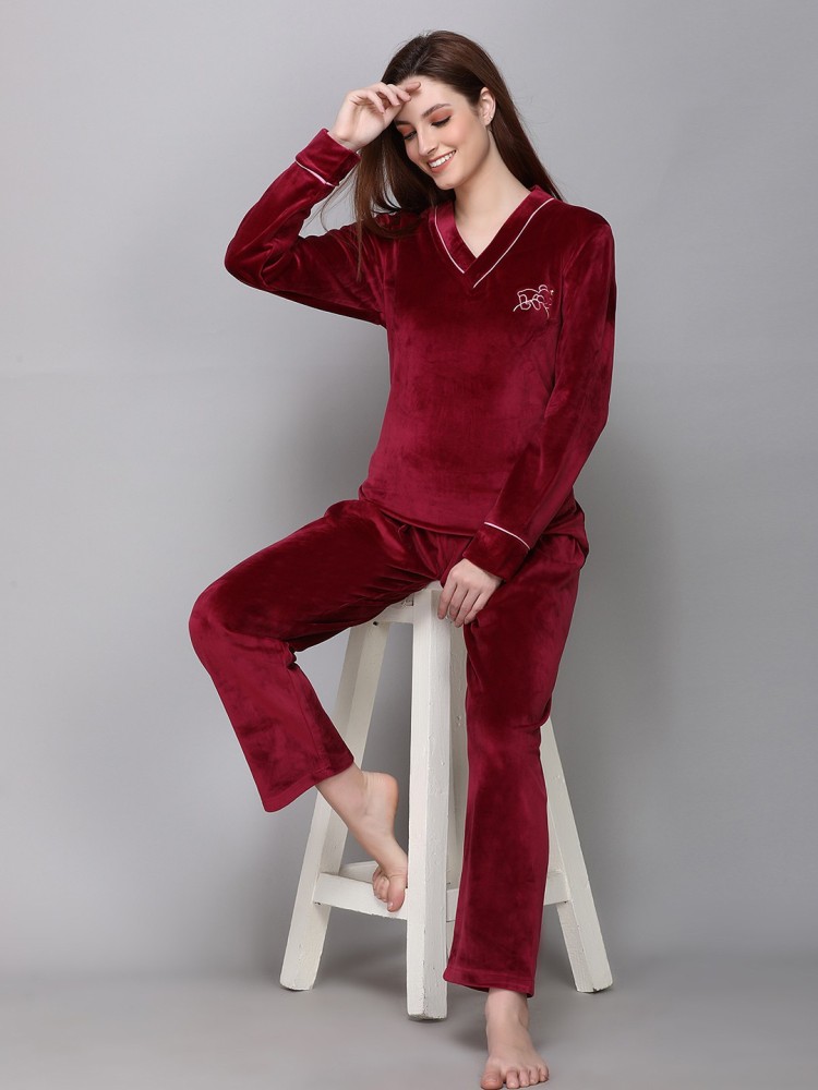 velvet night suit for ladies