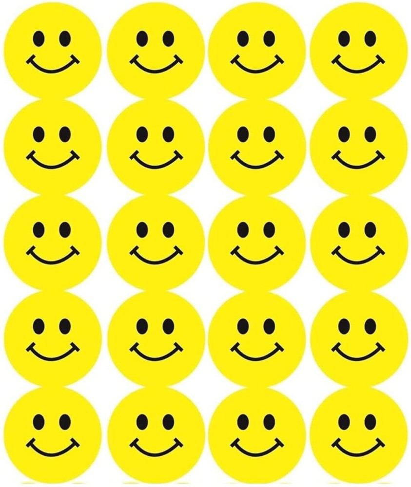 80ct Smiley Face Stickers Yellow - Spritz™