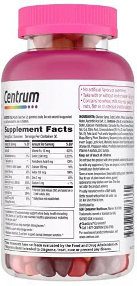 Centrum Multigummies + Beauty Gummy Multivitamin for Women, Fruit, 100  Count Price in India - Buy Centrum Multigummies + Beauty Gummy Multivitamin  for Women, Fruit, 100 Count online at Flipkart.com
