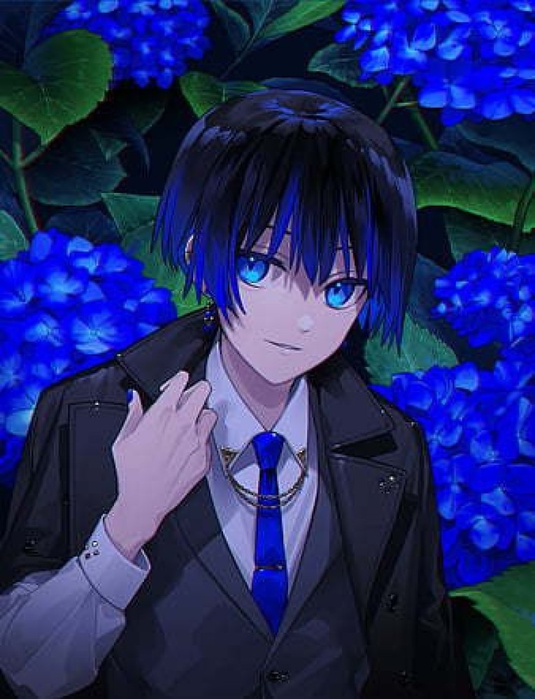 Anime Guys bluehaired male anime character png  PNGEgg