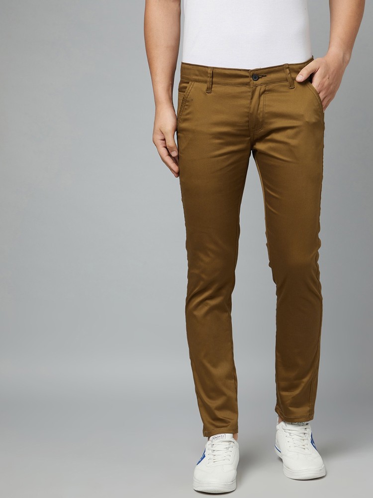 Buy BLACKBERRYS Brown Structured Cotton Blend Slim Fit Mens Trousers   Shoppers Stop