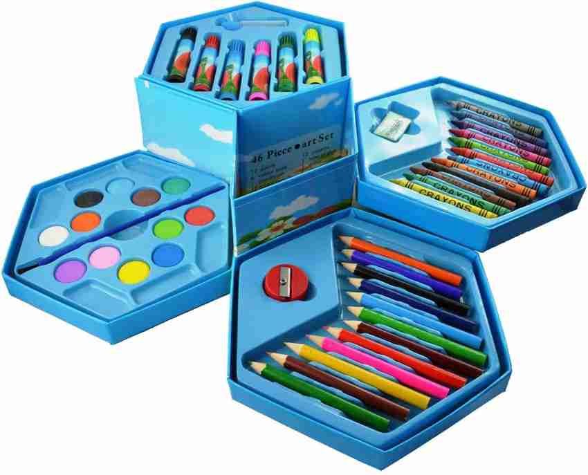 Art Colors Box Color Pencil ,Crayons , Water Color, Sketch Pens Set Of 46  Pieces (Color & Design For Kids)