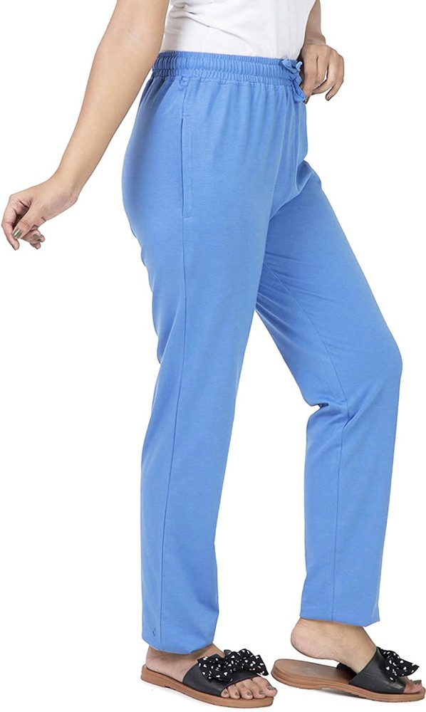 Buy Solid Womens Blue Track Pants online  Looksgudin