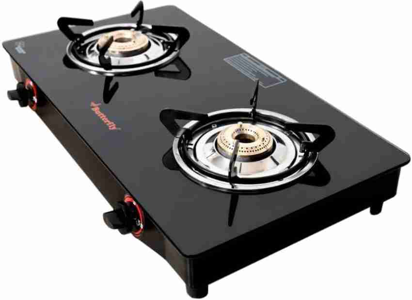 butterfly 2 burner glass top gas stove price