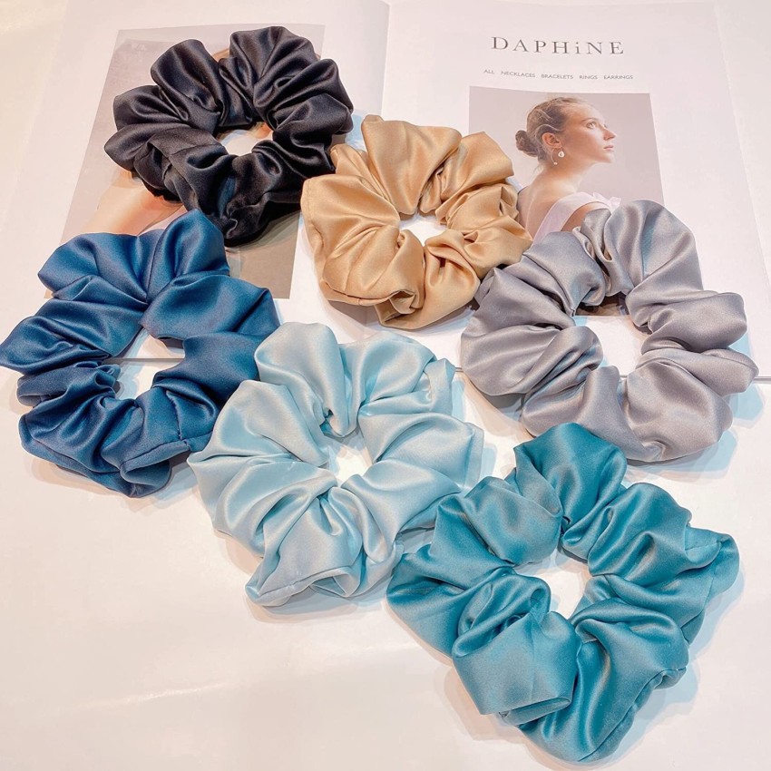 Big Hair Scrunchies for Women Girls 4 Pcs Satin Silk Scrunchies Ponytail  Holders for Thick Hair Rubber Bands for Womens Elastic Hair Ties