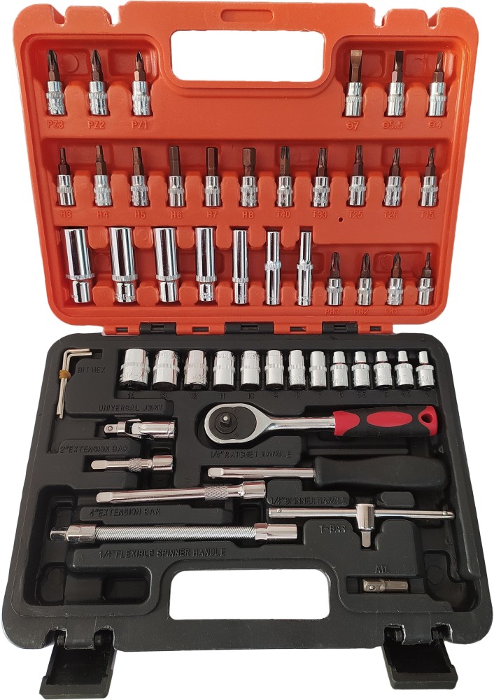 53Pcs Hand Tool Set Mechanics Kit 1/4 Ratchet Wrench Socket Auto Car  Repairing