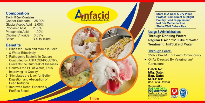 Shifa Laboratories Anfacid Poultry Acidifier Disinfectant & Toxin Binder  For Poultry Feed Supplements Pet Health Supplements Price in India - Buy  Shifa Laboratories Anfacid Poultry Acidifier Disinfectant & Toxin Binder  For Poultry