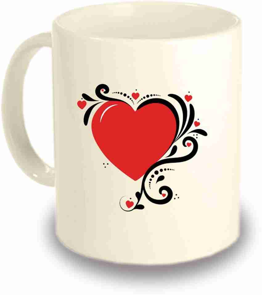 GIFTY BASKET Heart Love Valentine Day Theme Printed Coffee (330ml ...