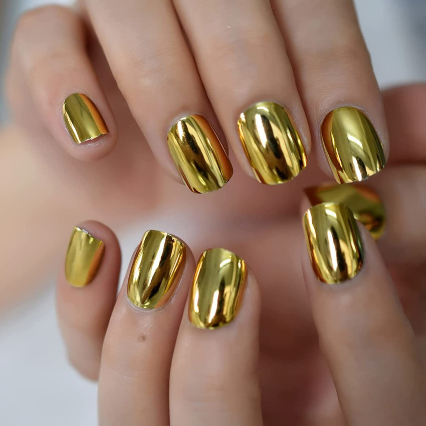 Aura design + chrome details for edgy builder gel extension nails :  r/DIYGelNails