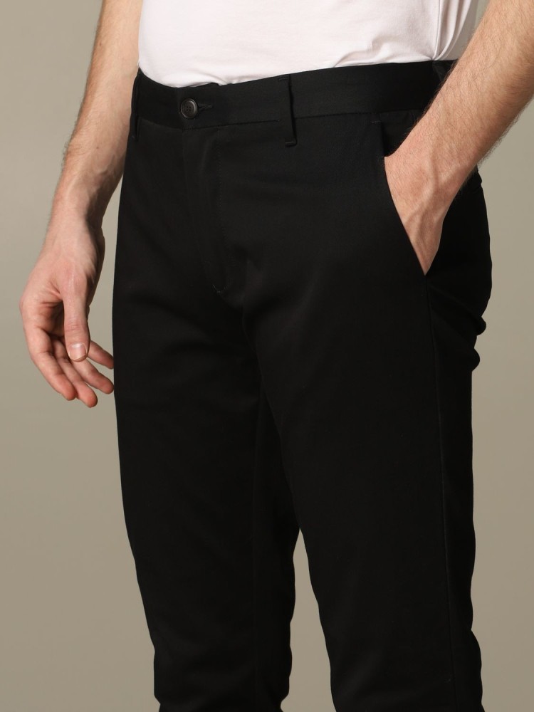 Buy EMPORIO ARMANI Slim Fit FlatFront Trousers  Black Color Men  AJIO  LUXE
