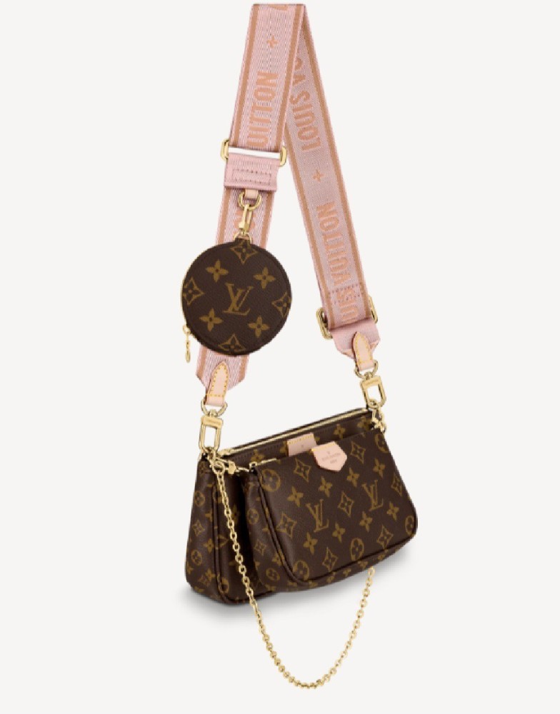 LV POCHETTE Brown Sling Bag Pink Multi Pochette Accessoires Monogram Canvas  Rose Clair brown - Price in India