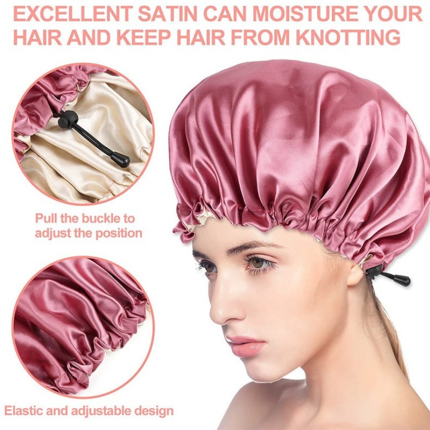 Satin Silk Hair Bonnet cap with 3 Primium Silk Satin ScrunchiesSatin head  cap for