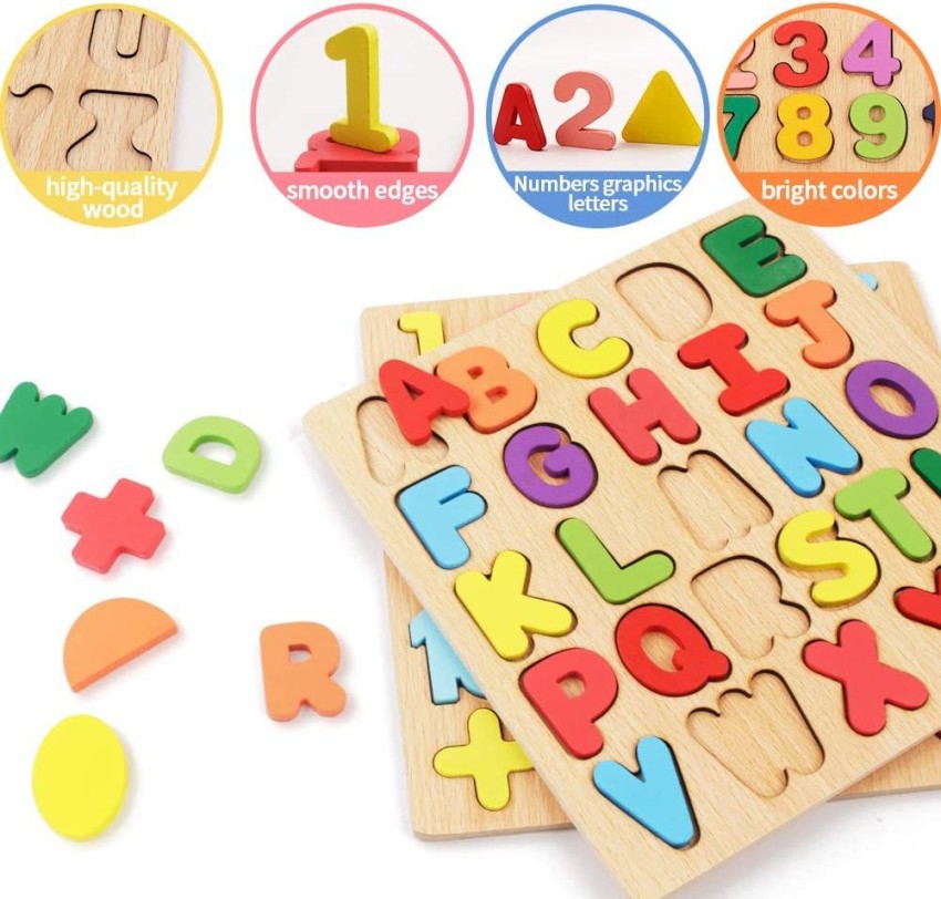 Alphabet Puzzles - 3D Wood Alphabet / Number / Shape Puzzle Set