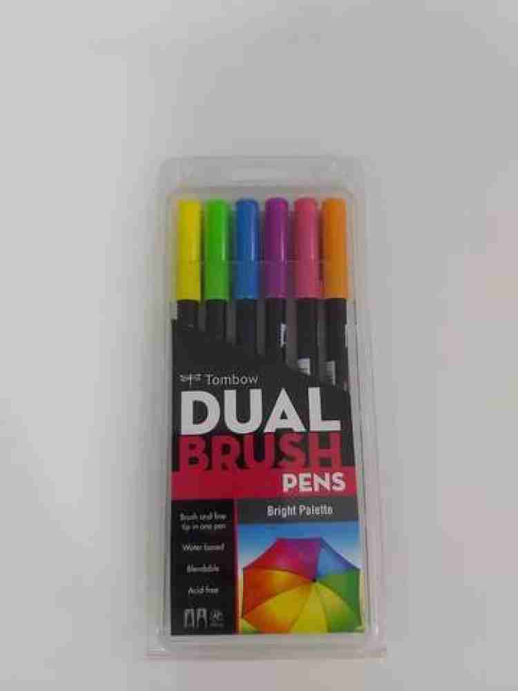 Dual Brush Pen Art Markers, Bright, 10-Pack + Free Fudenosuke Brush Pen