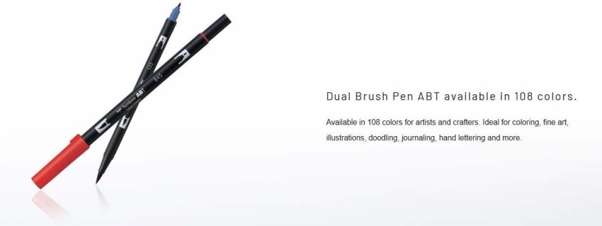 Dual Brush Pen Art Markers, Bright, 10-Pack + Free Fudenosuke Brush Pen