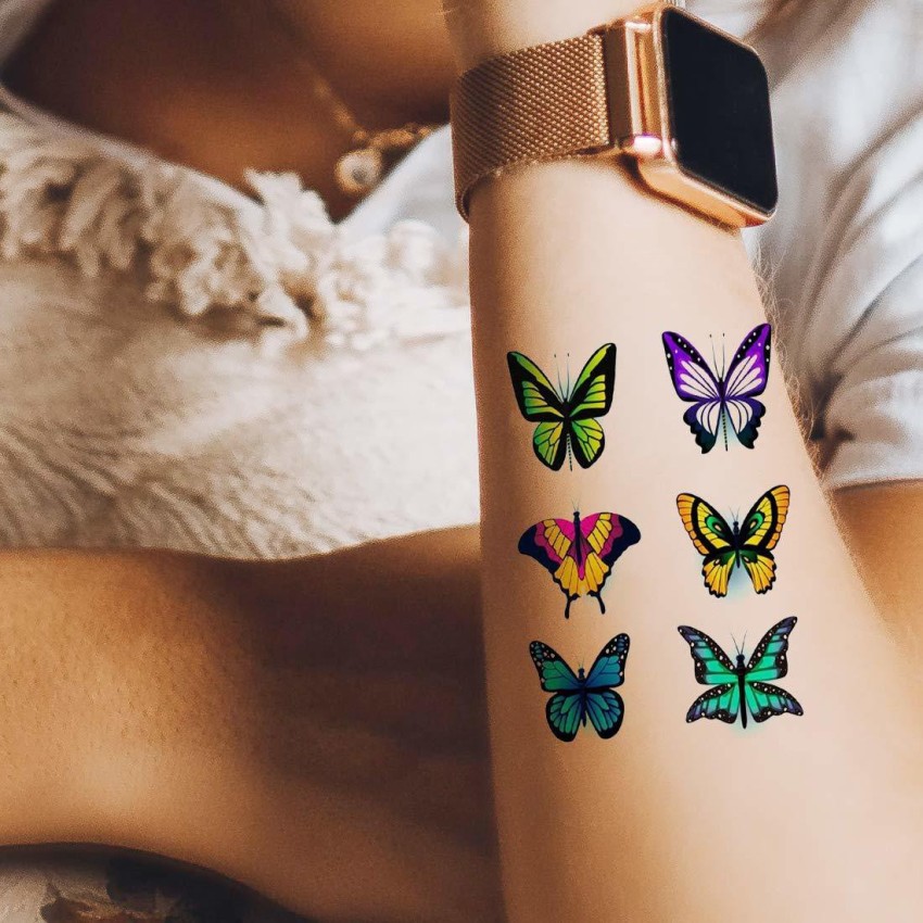 SAVI Temporary Tattoo 3D Butterfly Tattoo Stickers Size 105x6cm  1pc  Multicolor