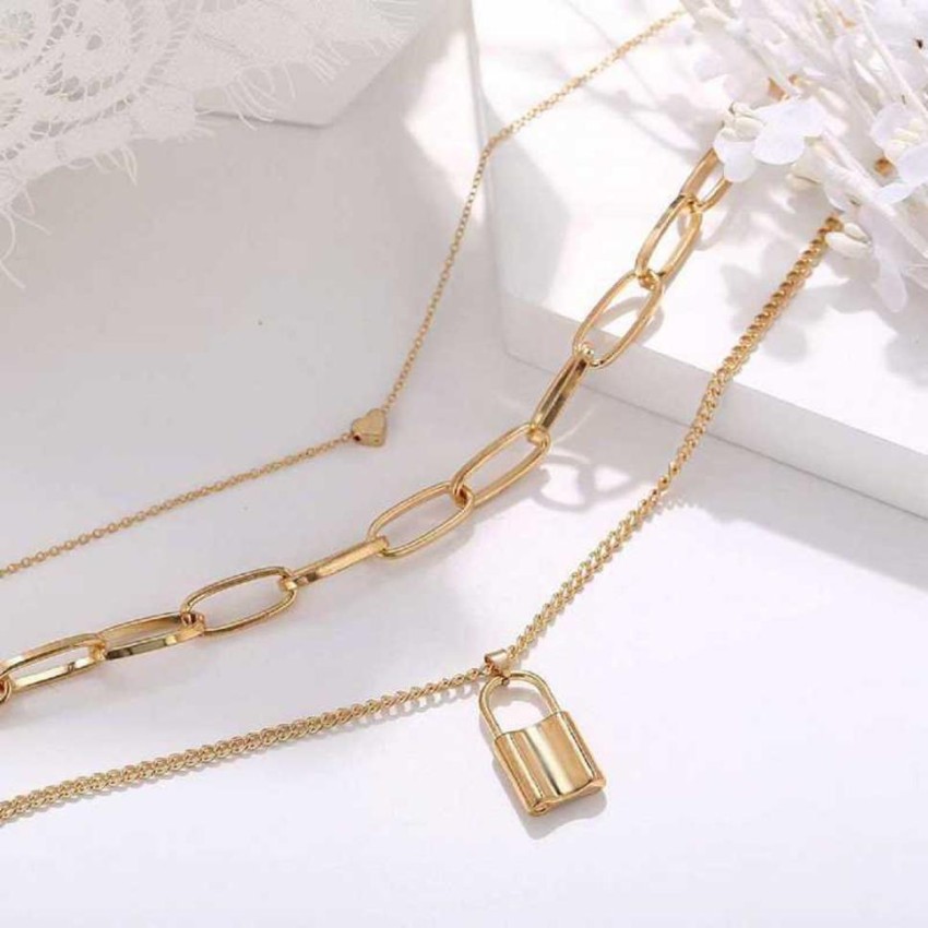 Fashionable and Popular 1pc Men Lock Chain Necklace Alloy for