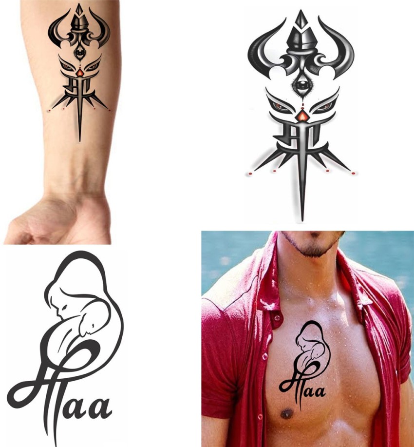 Voorkoms Om Trishul With Maa Tattoo Waterproof Men and Women Temporary  Body Tattoo  Amazonin Beauty