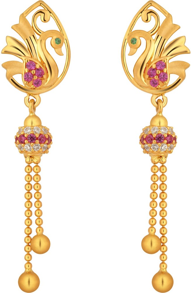 Joyalukkas 22k Metal Yellow Gold Earrings For Girls Yellow  Amazonin  Fashion