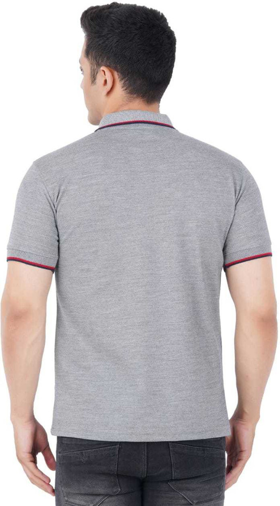 Buy Foveros Solid Men Polo Neck Grey 