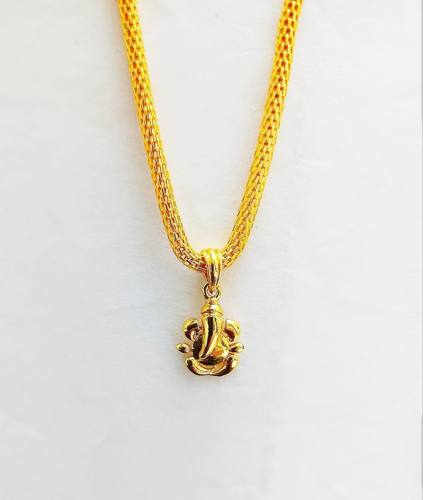ricky collections Golden Ganesh ji Locket With Golden Snake Chain ...