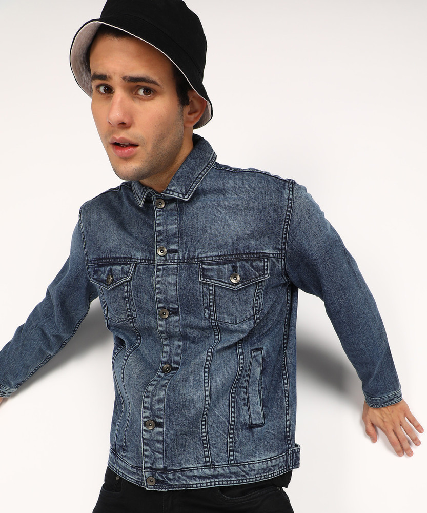 Sleeve Washed Men Denim Jacket 