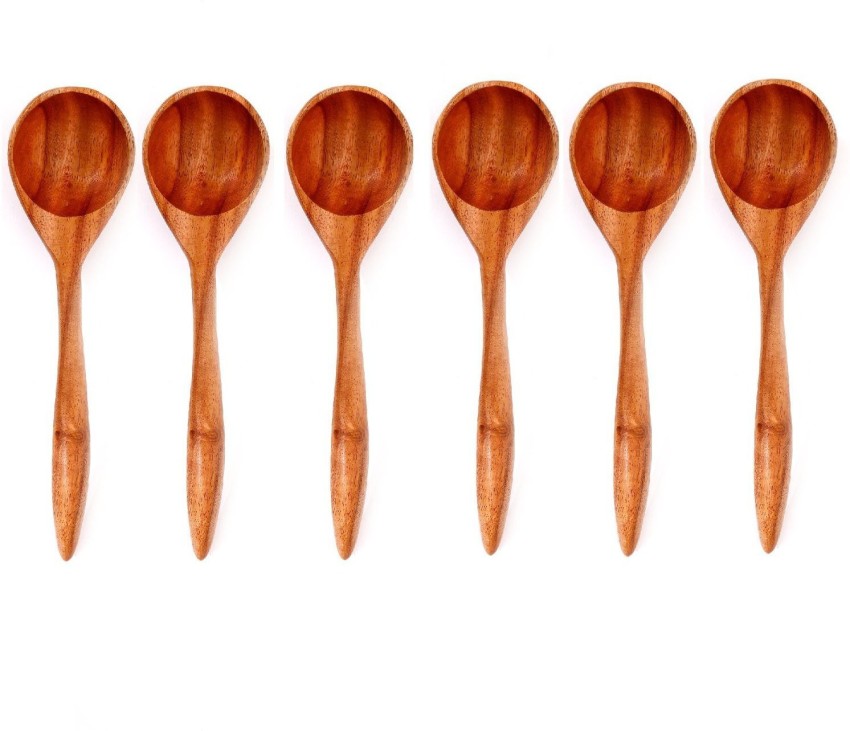 Handcrafted Neem Wood Masala Spoons: Set of 6