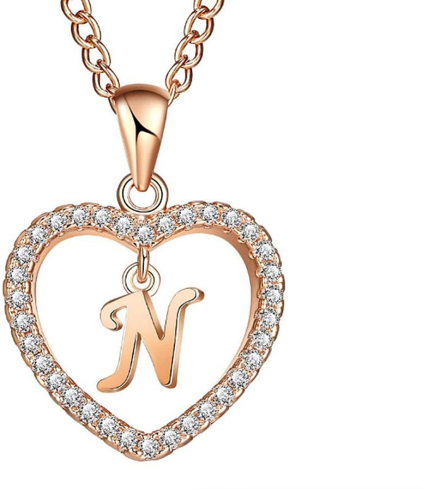 Maverick Niche Gorgeous Alphabet 'N' In Diamond Heart Necklace ...