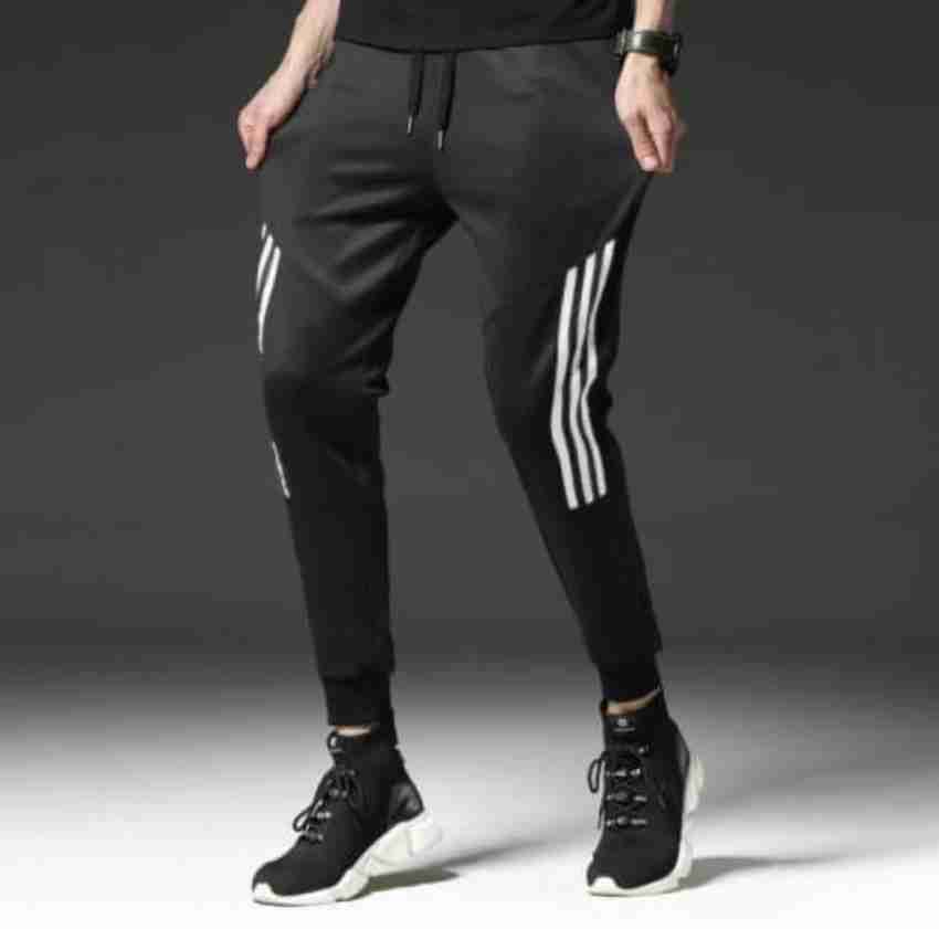 Mk Sport lower Solid, Striped Men Black, White Track Pants - Buy