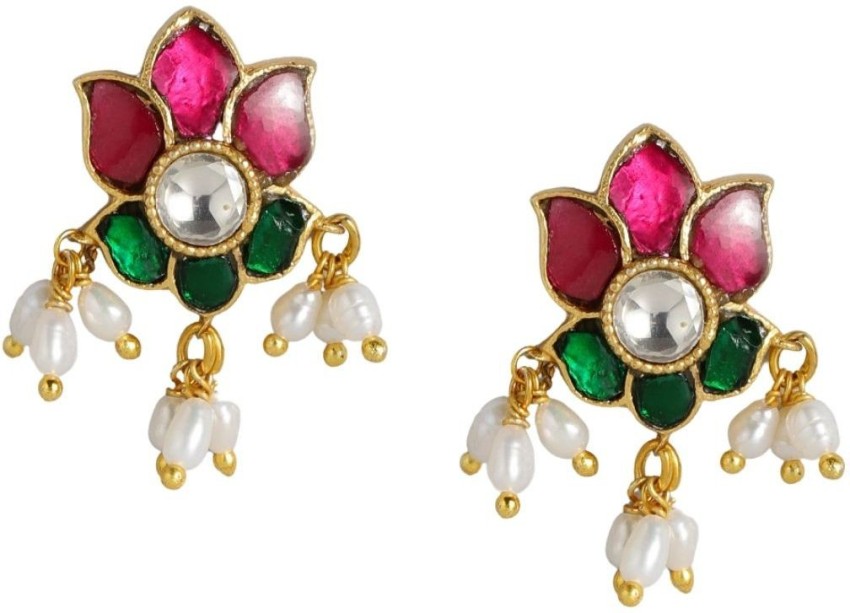 Estele Gold Plated Gorgeous Stud Earrings with Crystals for Women: Buy Estele  Gold Plated Gorgeous Stud Earrings with Crystals for Women Online at Best  Price in India