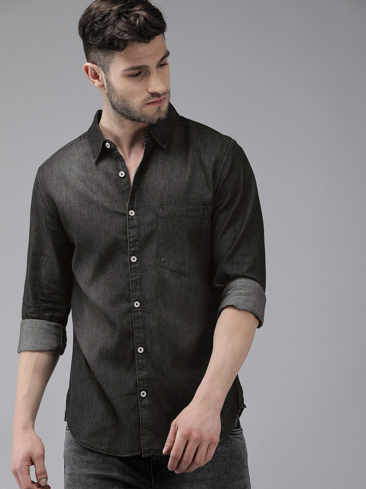 Roadster Men Solid Casual Grey Shirt 
