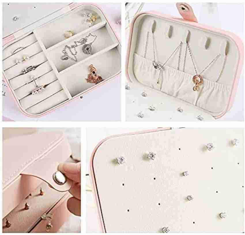 Portable Jewelry Case With Zipper, 4 Grids Small Travel Jewelry