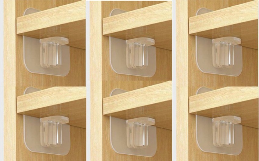 60 Pieces Adhesive Support Shelf Bracket Non-Perforated Wardrobe Partition  Layer Fixed Paste Hook Shelf Support Bracket Adhesive Pegs Closet Cabinet