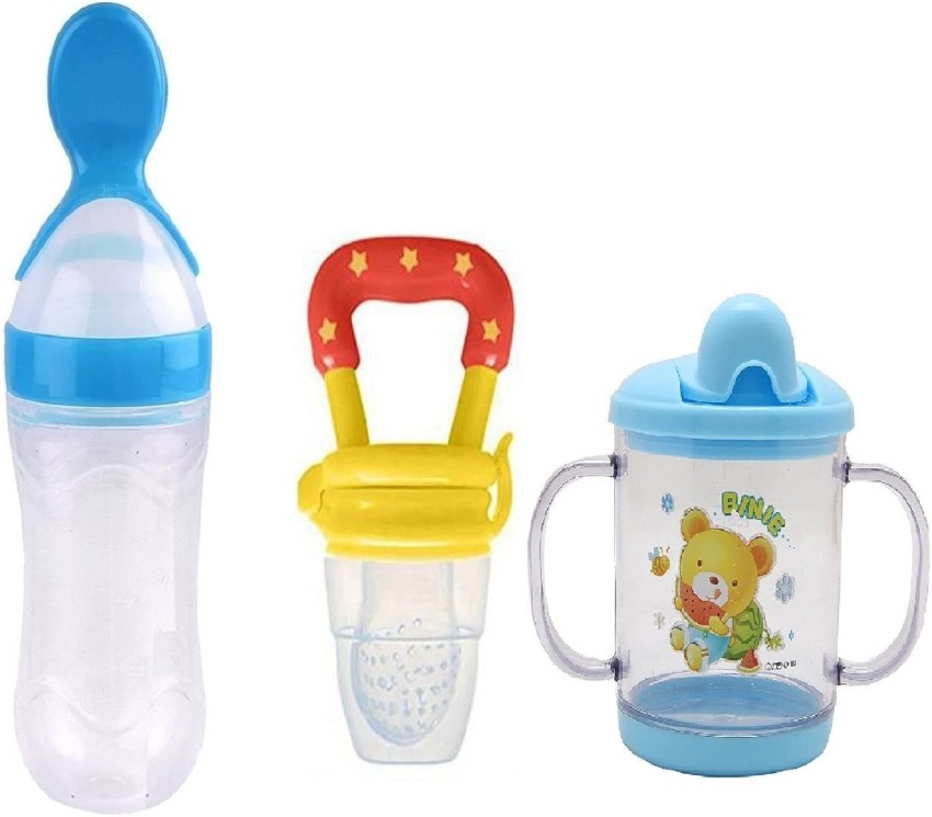 Silicone Baby Food Feeder Set Newborn Nibbler Pacifier Feeding Bottle  Squeeze Feeder for Infant Food Dispensing