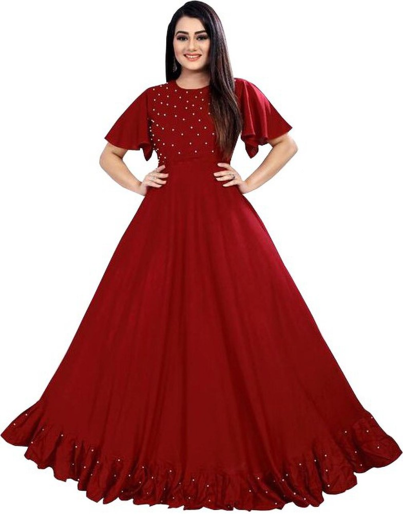 Chetan Creation Women Gown Red Dress  Buy Chetan Creation Women Gown Red  Dress Online at Best Prices in India  Flipkartcom