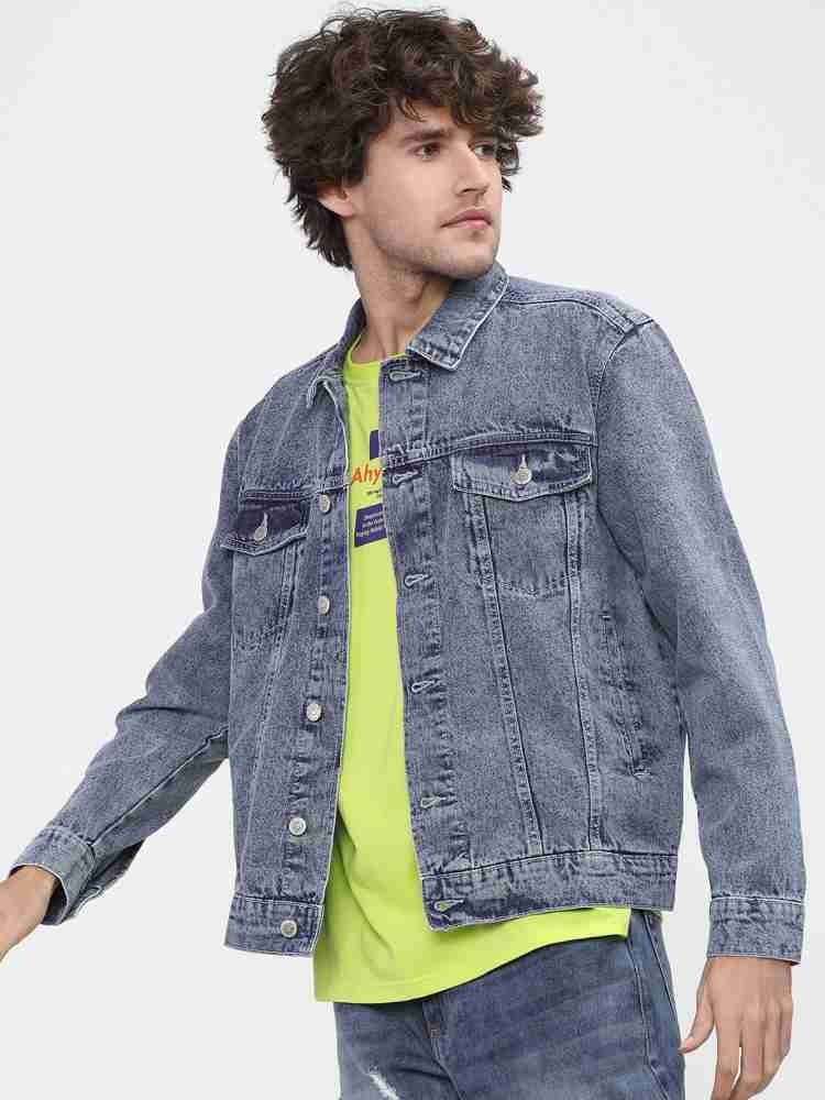 Buy HIGHLANDER Men Blue Solid Denim Jacket - Jackets for Men 10144537