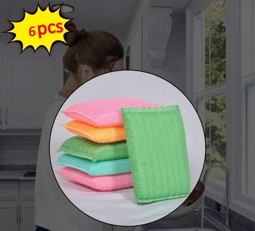 18 Round Nylon Dish Scrubber Scouring Pads by Scrub-It -3 Packs of 6 Scour Pads