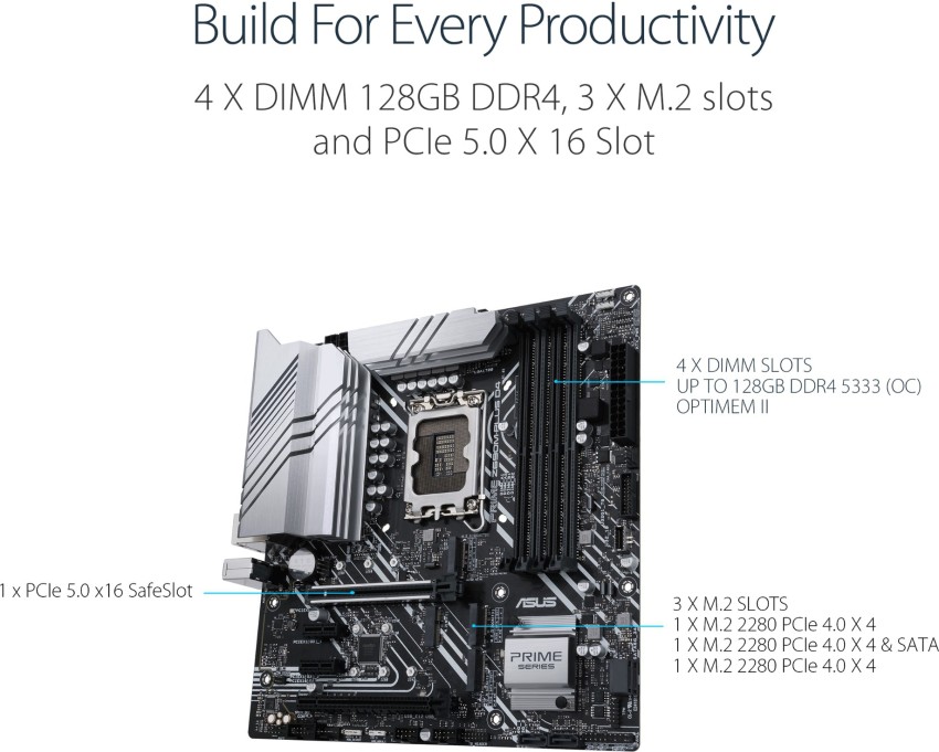 asus prime z690m plus d4 micro atx lga1700 motherboard