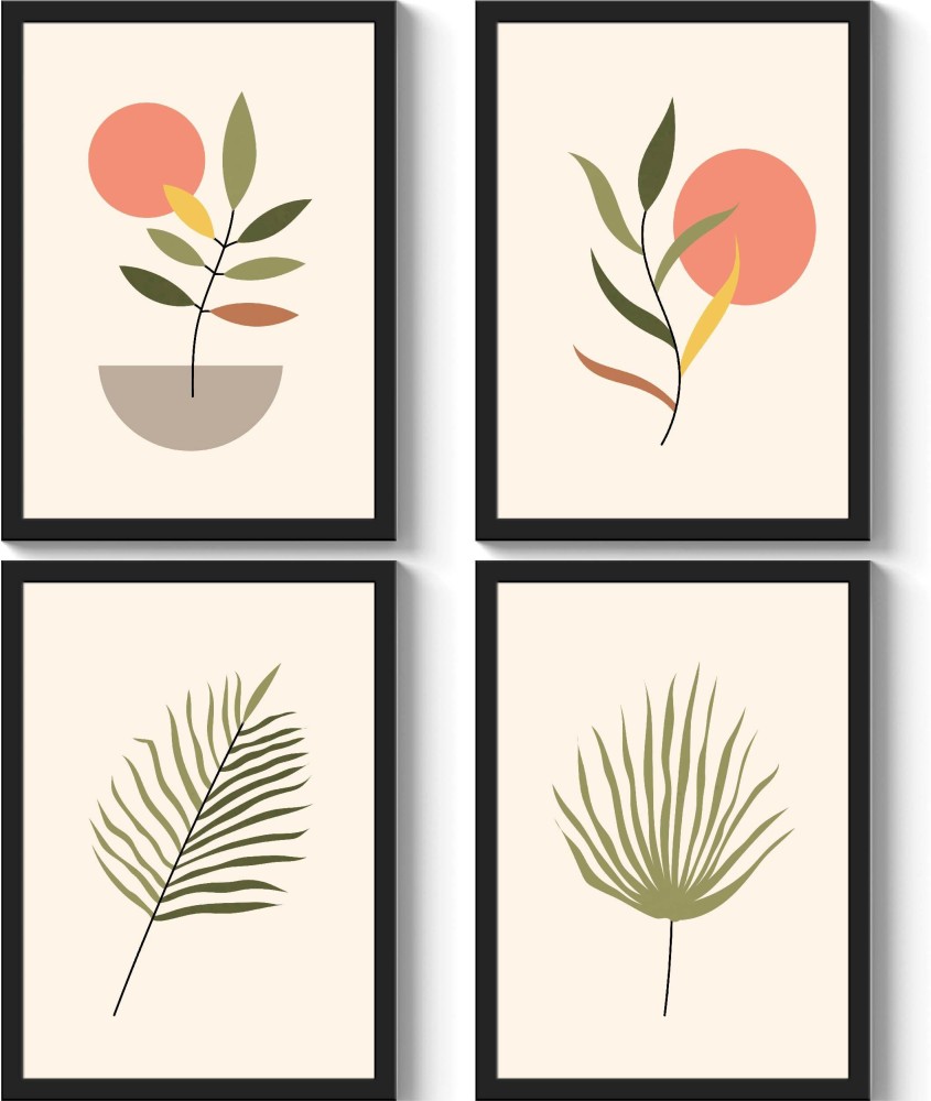 GS Decor Set of 4 Shaded Monstera Leafs Boho Wall Painting Designs ...