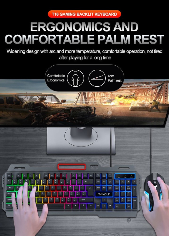 RPM Euro Games Gaming Keyboard With Palm Rest, Back Lit, Membrane