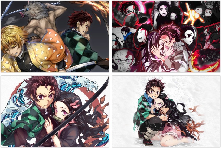 Demon Slayer Demon and Hashira Set of 6 Anime posters 12x18 inch SoulAbiti